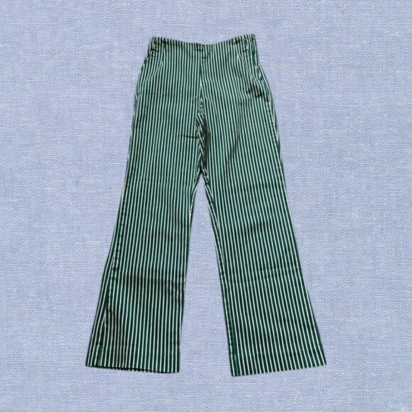 🛎️ 5/$20 H&M Cropped Green White Stripe Trouser Pant Size 2 - Picture 1 of 7